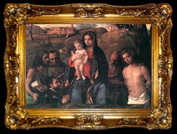 framed  BELLINI, Giovanni Madonna and Child with Four Saints and Donator, ta009-2